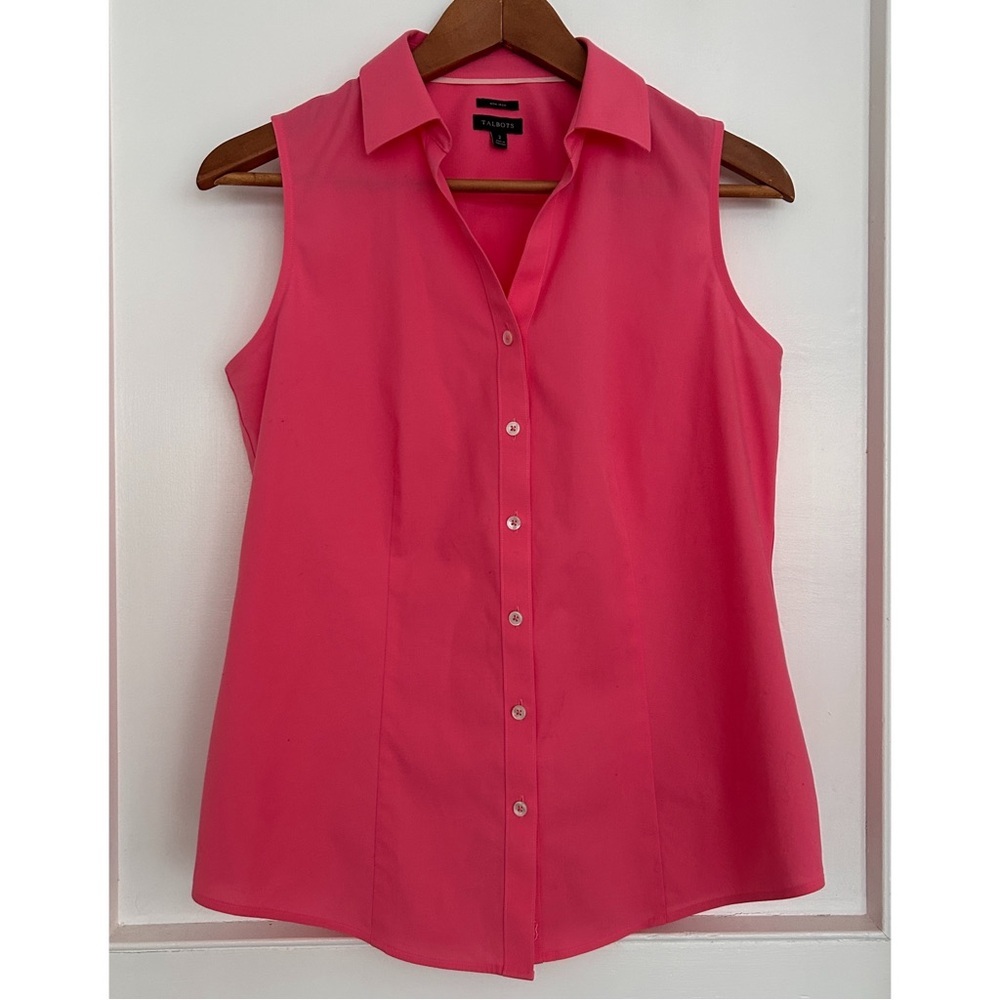 BNWOT Talbots Sleeveless Pink Collared Shirt Size 2
